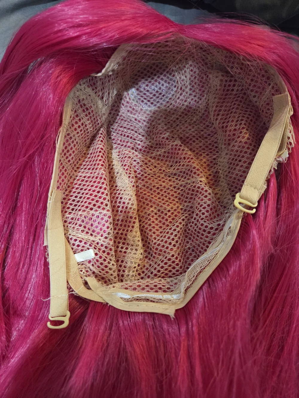 Bright Hot Pink Long Synthetic Costume Wig with Side Bangs